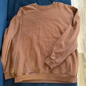 Brandy Melville Erica Sweatshirt Womens one size Brown Crewneck Fleece Pockets